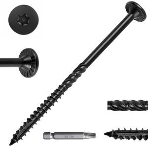 lot 14290 image: FMhotu 6 Inch Heavy-Duty Outdoor Deck Screws, 50Pcs Star Drive Decking Wood Screws, Rust Resistant Timber Screws for TimberLogLandscaping Wood (#14 x 6 Black)