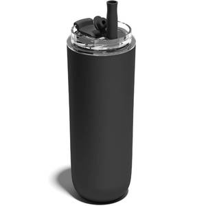 lot 14293 image: UIRZOTN 16 oz Insulated Coffee Tumblers, Travel Coffee Tumblers with Straw, Double-Wall Stainless Steel Tumbler, Leak Proof Tumbler, Reusable Cups with Lids for lced and Hot Drinks (Black)