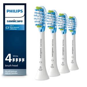 lot 14306 image: Philips Sonicare C3 Two-in-One - Genuine Replacement Electric Toothbrush Heads, White, 4 Pack One Year Supply, HX904465