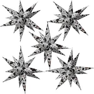 lot 14314 image: TiAaihion Cow Print Explosion Star Balloons 5 Pack 32 DIY Foil Party Decoration, 12 Cones Assemble Star Burst Hanging Balloons for Western Cowboy Farm Theme, Birthday, Halloween, Graduation