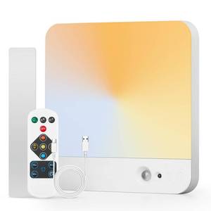 lot 14316 image: Combuh Battery Operated Ceiling Light, Rechargeable Motion Sensor Lighting with Remote, 3 Colors Waterproof Magnetic Cordless Lamp for Closet, Shower, Pantry, Garage, Hallway, 7.87Inch, Square