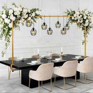 lot 15496 image: JEBUTU Over The Table Rod Stand with Clamps Adjustable 47-98 Length 30-43 Height Gold Table Arch Stand Hanging for Decoration Flowers Display Wedding Birthday Party Halloween Christmas