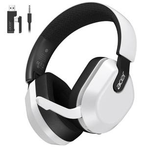 lot 16312 image: acer Wireless Gaming Headset for PS5PS4, PC, Mac, 2.4GHz & Bluetooth 6.0 Gaming Headphone with Flip-to-Mute Mic, Lightweight Glasses-Friendly, 70H Battery - White
