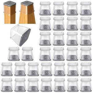 lot 16314 image: 32 Pcs Square Chair Leg Protectors for Hardwood Floors,Felt Furniture Floor Protectors with Silicone Caps, Large Size (Fits Chair Legs with Side Length 1-116 to 1-58)