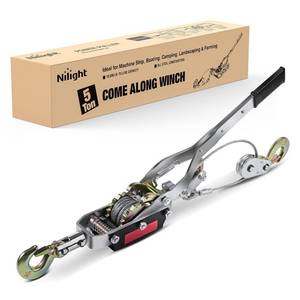 lot 16318 image: Nilight Boat Trailer Winch 2000 Lbs Hand Crank Winch Heavy Duty Boat Winches with 23Ft Strap Rope Hook 2-Way Ratchet 41 Gear Portable Marine Manual Winch for Trailers Boats RV ATV Jet Ski Towing