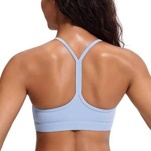 lot 16323 image: Sports Bras for Women Workout Tops Open Back Racerback Padded Athletic Yoga Bra Basic Wireless Bra Chambray M