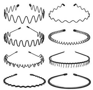 lot 16326 image: KELUBATU Metal Headband for Men, Unisex Black Wavy Spring Hair Band, Zig Zag Head Band, Fashion Elastic Hair Accessories, Multipack Options Available (8 Pack)