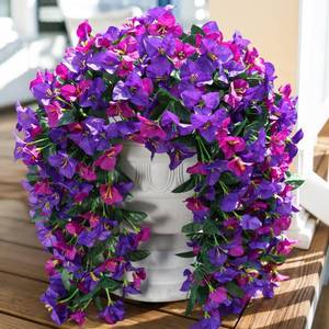 lot 16334 image: Faux Bougainvillea Artificial Flowers Plants for Outdoors Outside Decor, 2pcs Fake Flowers Silk Long Trailing Vines UV Resistant Realistic Faux Flowers for Front Door Porch Planter Balcony Yard, Mix