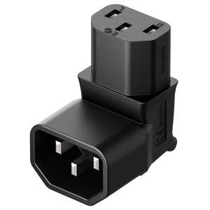 lot 16351 image: IEC 320 C14 to C13 Right Angle AC Adapter, Vellcon IEC 3Pole Male to Female 90Degree Up Angle AC converter, C14 to C13 Up Angle AC Adapter, Black Color