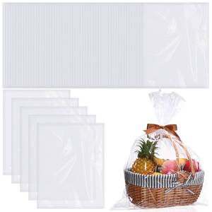 lot 16358 image: Kolldenn 50 Pcs Large Cellophane Bags 24 x 30 Inch Clear Cellophane Wrap for Gift Baskets Clear Gift Bags Packaging for Baby Bridal Shower Weddings Mothers Day