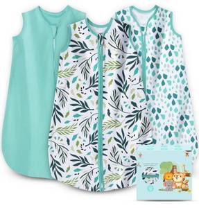 lot 16360 image: Cute Castle Baby Sleep Sack 0-6 Months - Lightweight 100% Cotton 2-Way Zipper TOG 0.5 Infant Wearable Blanket, Newborn Essentials Toddler Sleep Clothes (3 Pack Green)