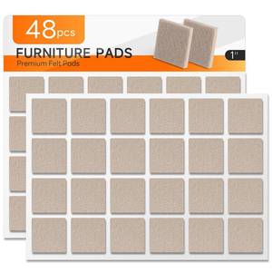 lot 16364 image: 48 PCS Felt Furniture Pads, 1-inch Square Beige Chair Felt Pads, Felt Pads for Furniture Feet to Protect The Floor from Scratches,Reduce Noise (Beige)