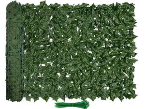 lot 16365 image: Tikroom Artificial Ivy Fence Privacy Screen 120x40in UV-Anti Dense Faux Greenery Backdrop Fake Hedges Fence & Faux Ivy Vine Leaf Decoration for Patio Balcony Garden Wall Backyard Indoor Outdoor