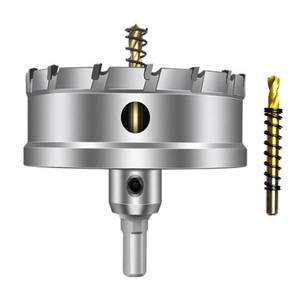 lot 16369 image: ASNOMY Tungsten Carbide Tipped Hole Saw Drill Bit for Hard Metal, 4 Inch T.C.T Hole Saw Cutter with 2pcs Titanium-Plated Pilot Drill bit for Metal, Stainless Steel, Iron, Wood, Plastic