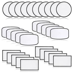 lot 16371 image: 30Pcs Sublimation Patches, Iron-on Blank Patches 3 Shapes Black Frame Embroidery Patch for DIY Crafts Hats Backpack Uniforms Bags Clothes