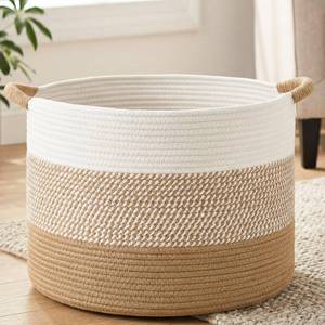 lot 17689 image: Artfeel 70L Large Cotton Rope Basket, Decorative Woven Blanket Storage for Living Room, Boho Toy Storage & Toy Box for Kids, Versatile Laundry Basket & Nursery Hamper for Blankets(Brown)