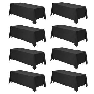 lot 17693 image: 8 Packs Black Tablecloths 90x132 Inch Fabric Rectangular Table Cloths For 6 Foot Rectangle Tables, Wrinkle Resistant Polyester Tablecloth Washable Table Cloth Rectangle Table For Wedding Party Banquet