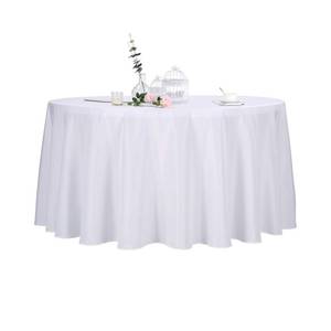 lot 17696 image: Ascoza 2pack 120 Inch White Round Tablecloth in Polyester Fabric for WeddingBanquetRestaurantParties