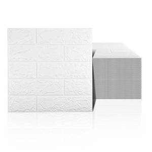 lot 17702 image: Sodeno 40 PCS White 3D Wall Panels, 58 sq.feet Coverage, Printable Wallpaper Sticker with Self-Adhesive Waterproof Brick PE Foam Wall Panels Peel and Stick for Interior Wall Decor Home Decoration