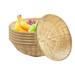 lot 18007 image: 6 PCS Bamboo Bread Basket, 12 Inch Round Stackable Bamboo Woven Food Serving Basket for Kitchen Dining Table Centerpiece Display Picnic, Natural Rustic Counter Organizer for Vegetables, Snacks, Eggs
