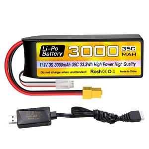 lot 18016 image: sea jump 3S Lipo Battery 11.1V 3000mAh 35C with XT60 Plug and USB Charging Cable Suitable for RC Car, Truck, Remote Control Boat, RC Brushless Quadcopter, FPV Drone Battery