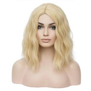 lot 18024 image: BERON Blonde 12 Inch Wigs for Women Girls Short Curly Wavy Hair Wig 30 cm Light Blond Shoulder Length Body Wave Halloween Cosplay Daily Party Wigs (Light Blonde)