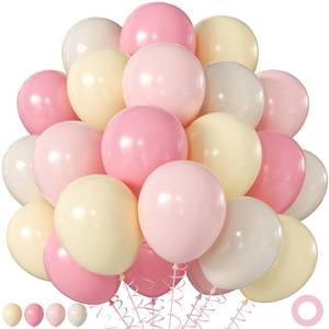 lot 18026 image: Pink and Yellow Balloons, 60Pcs 12 Inch Pastel Pink Light Pink Yellow Sand White Balloons for Baby Shower Bridal Shower Anniversary Wedding Bee Bear Themed Birthday Party Decorations