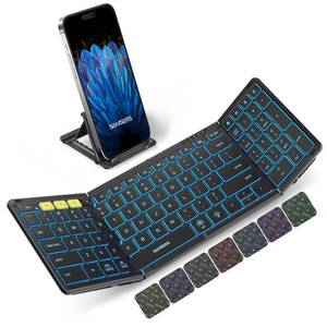 lot 18032 image: (incomplete used)Samsers Foldable Bluetooth Keyboard with Numeric Keypad, Full-Size Wireless Folding Keyboards with Backlight, Portable Travel for iOS Android Windows Mac OS, Support 3 Device(BT5.1 x 3), Black