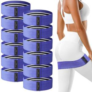 lot 18050 image: 12 Pcs Fabric Resistance Bands for Working Out Booty Workout Stretch Exercise Bands Non Slip for Legs Squat Resistance Loop for Women Men Starter Butt Hip Thigh Fitness (Dark Purple,Heavy Resistance)