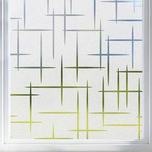 lot 18057 image: Finnez Frosted Window Film Non-Adhesive, Frosting Privacy Film for Glass Windows, Self Static-Cling Decorative Window Cling for Home Office UV Protection Cross Pattern 17.5 x 78.7 inches