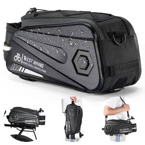 lot 18067 image: West Biking Bike Rear Seat Bag, Double Water Resistant, Zipper, Bicycle Trunk Pannier, 8.6L Capacity Waterproof Backseat Carrier Cargo Pouch with Strap & Rain Cover For Cycling