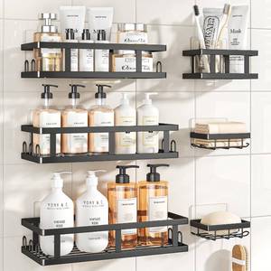 lot 18069 image: Youvip Adhesive Shower Caddy, No Drilling Bath Organizers 5 Pack, Rustproof Shelves with Soap Holder & Toothbrush Holder, Bathroom Organizers and Storage, Silver