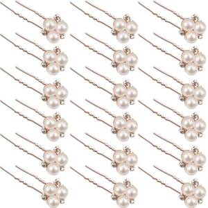 lot 18072 image: WILLBOND 18 Pcs Pearl Hair Pins Bridal Wedding Hair Accessories Rhinestone Crystal Bobby Clips for Brides Bridesmaids Flower Women Girls Decorative(Rose Gold)
