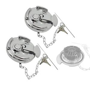 lot 18074 image: (Used)bansdans 2Pcs 11-04859-100 4 Locking Diesel Fuel Cap, Lever-Style Aluminum Fuel Tank Cap with Key Fit for 1972-2017 Peterbilt 330, 379, 389, 579, 587 Trucks, OE# 11-04859-200, 572.1015, 600212