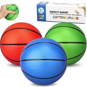 lot 19414 image: Mini Foam Basketball for Hoop, 5 Squeeze PU Balls for Over The Door Hoop, Replacement Balls for Kids Adults, Beach Indoor Outdoor Sport Game Gift Set 3 PCS (Rainbow)