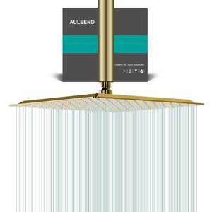 lot 19445 image: AULEEND Square Rain Shower Head, High Flow Stainless Steel,Work with any decorative style��All Metal Rainfall Shower Head (Brushed Gold, 12)
