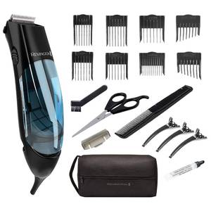 lot 19447 image: Remington Vacuum Hair Clippers for Men, Mess-Free Haircut & Beard Trimmer Kit with Hair Collection Chamber, Dual Motor Power, 18-Piece Grooming Set (Used)