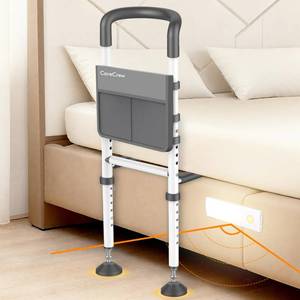 lot 19450 image: Bed Rails for Elderly Adults Safety Bed Rails for Seniors with Motion Lights & Storage Pouch, Adjustable Bedside Grab Bar, Bed Cane with Strong Support Leg