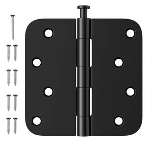 lot 20252 image: 3 Pack Rounded Door Hinges 4 Inch, Black Exterior & Interior Door Hinge with 58 Radius Corner, Removable Pin, Perfect for Heavy-Duty Front & Back Door, Antirust & No Squeaks