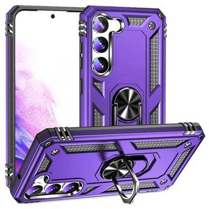 lot 20266 image: Dionsibei Military Grade Drop Impact for Samsung Galaxy S23 Case Galaxy S23 5G Case 360 Metal Rotating Ring Kickstand Holder Armor Heavy Duty Shockproof Case for Galaxy S23 Phone Case (Purple)