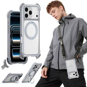 lot 20273 image: MAGEASY Compatible with iPhone 17 Pro Max 6.9 Case with 360° Stand - 25ft Ultimate Drop Protection, Work with MagSafe, Crossbody Utility Strap, Aluminum Frame  Odyssey Ultra M (Mist)