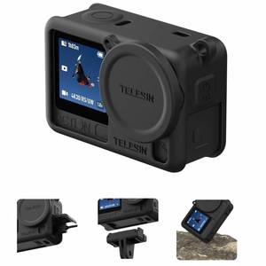 lot 20306 image: TELESIN Silicone Protective Case for DJI Osmo Action 6 with Lens Cap & Lanyard, Anti-Scratch Washable Cover Anti-Slip Dustproof Action Camera Protection for DJI Action 6 Accessories (Black)