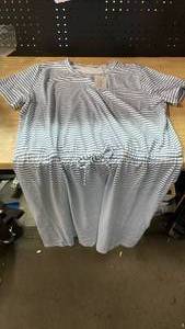 lot 20311 image: Blue and White Striped Tshirt Dress Shirt XL (Minor Stains in fabric)