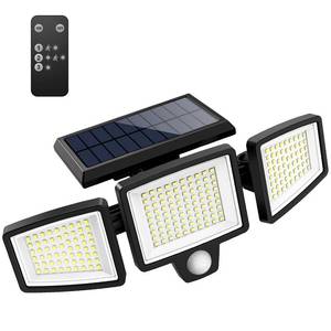 lot 20312 image: Tuffenough Solar Outdoor Lights 2500LM 210 LED Security Lights with Remote Control,3 Heads Motion Sensor Lights, IP65 Waterproof,270° Wide Angle Flood Wall Lights with 3 Modes(1 Packs)
