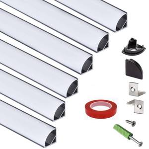 lot 20323 image: THMOOTHER Premium 6-Pack 16Inch V Shape LED Strip Black Channel for Corner with Anti UV Diffuser - Easy Installation, Superior Illumination