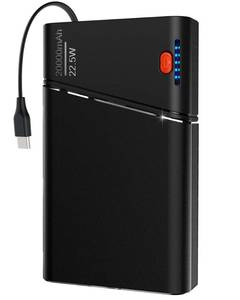 lot 20359 image: Aaoyun Portable Charger Power Bank, 22.5W PD Fast Charging Powerbank with Built-in USB C Cable, Slim External Phone Battery Pack for iPhone 171615 Samsung S24 Android etc (Black-20000mah)