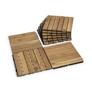 lot 5197 image: Interlocking Wooden Deck Tiles Set six slats