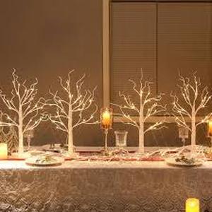 lot 5208 image: LED Birch Tree Light Set with Timer and Battery Pack