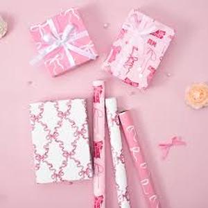 lot 12330 image: Wernnsai Pink Bow Wrapping Paper