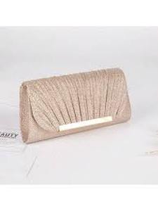 lot 12363 image: Rose Gold Glitter Evening Clutch Bag with Chain Strap